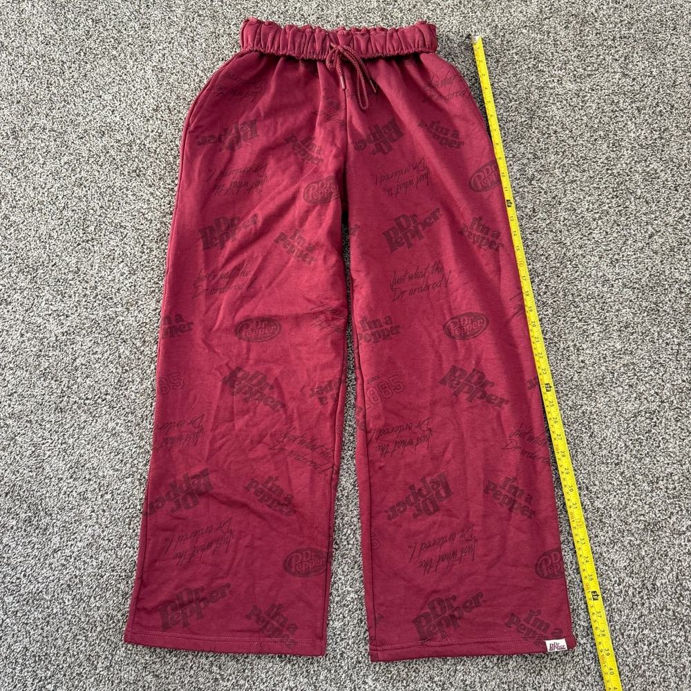 Dr Pepper Lounge Pants Women's M Maroon Graphic Logo Sleep Pants with Pockets